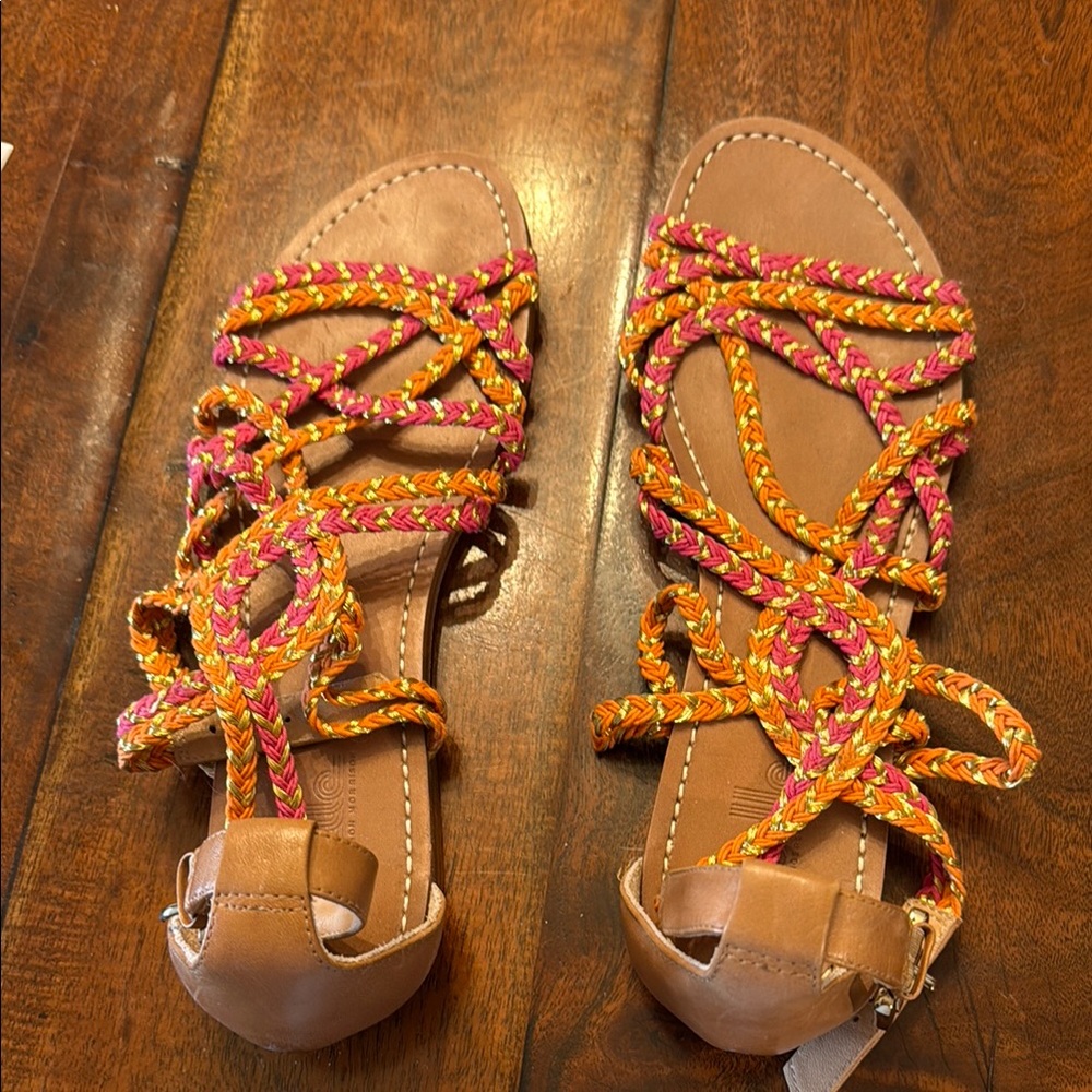 Belle by Sigerson Morrison Pink and Orange Sandals Bohemian Style